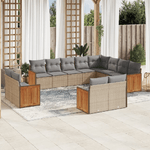 vidaXL Set Divani da Giardino 12 pz con Cuscini Beige in Polyrattan