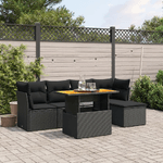 vidaXL Set Divano da Giardino 6 pz con Cuscini Nero in Polyrattan