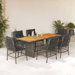 vidaXL Set da Pranzo da Giardino 7 pz con Cuscini in Polyrattan Grigio