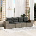 vidaXL Set Divani da Giardino 4 pz con Cuscini in Polyrattan Grigio