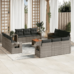 vidaXL Set Divani da Giardino 13 pz con Cuscini Grigio in Polyrattan