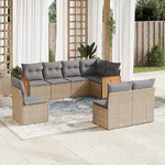 vidaXL Set Divano da Giardino 8 pz con Cuscini Beige in Polyrattan