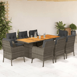 vidaXL Set da Pranzo da Giardino 9 pz con Cuscini in Polyrattan Grigio