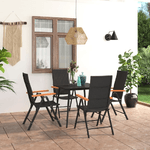 vidaXL Set da Pranzo da Giardino 5 pz Nero e Marrone