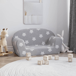 vidaXL Divano Bambini 2 Posti Grigio Chiaro con Stelle Morbido Peluche