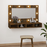 Mobile a Specchio con LED Rovere Fumo 90x31,5x62 cm