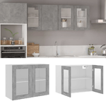 vidaXL Armadio Sospeso con Vetro Grigio Cemento 80x31x60 cm Truciolato