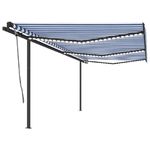 vidaXL Tenda da Sole Retrattile Manuale con LED 6x3,5 m Blu e Bianca