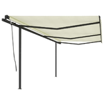 vidaXL Tenda da Sole Retrattile Manuale con Pali 6x3 m Crema