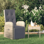 vidaXL Sedie da Giardino Reclinabili 2 pz e Cuscini Polyrattan Grigio