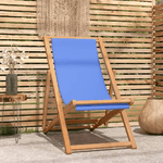 Sedia a Sdraio in Legno di Teak 56x105x96 cm Blu