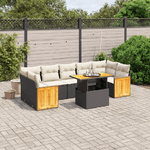 vidaXL Set Divani da Giardino con Cuscini 8 pz Nero in Polyrattan