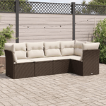 vidaXL Set Divano da Giardino 5 pz con Cuscini Marrone in Polyrattan