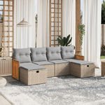 vidaXL Set Divano da Giardino 6 pz con Cuscini Beige Misto Polyrattan