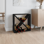 vidaXL Portabottiglie Nero 62x25x62 cm in Legno Massello di Pino