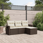 vidaXL Set Divano da Giardino 4 pz con Cuscini Marrone in Polyrattan