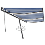 vidaXL Tenda da Sole Retrattile Manuale con LED 600x350 cm Blu Bianco