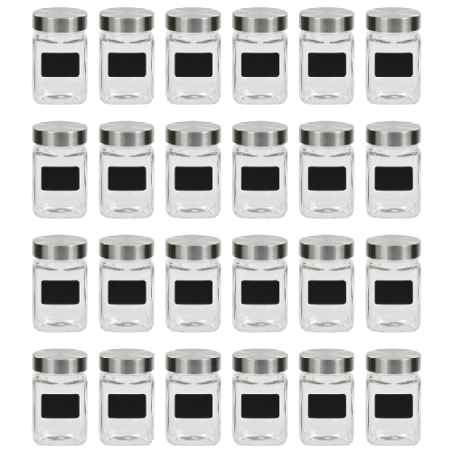 vidaXL Barattoli in Vetro con Adesivo 24 pz 300 ml