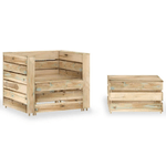 vidaXL Set Divani da Giardino su Pallet 2 pz Legno di Pino Impregnato