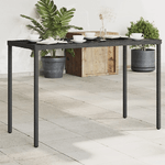 vidaXL Tavolo da Giardino Piano in Vetro Nero 115x54x74 cm Polyrattan