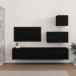 vidaXL Set Mobili Porta TV 4 pz Nero in Legno ingegnerizzato