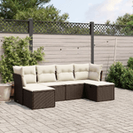 vidaXL Set Divano da Giardino 6 pz con Cuscini Marrone in Polyrattan