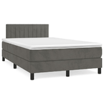 vidaXL Letto a Molle Materasso e LED Grigio Scuro 120x190cm in Velluto