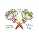 Teorema Giocattoli- Racchette Badminton Fluo e Volano e Pallina, Multicolore, 3.TE51282