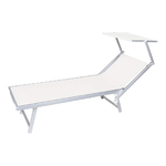 VERDELOOK Rimini, Lettino da Mare con Parasole, 186x61x38 cm, Bianco