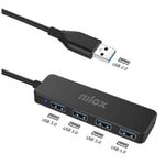 Nilox NXHUB402 Hub USB con 4 Porte, 4 Porte di Ingresso USB 3.0 e 1 Porta di Uscita USB 3.0