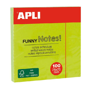 Note applique adesive divertenti 75x75mm - blocco da 100 nebbie - adesivo di qualitÃ  - facile da decorare - colore verd
