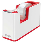 Dispenser di nastro adesivo Leitz WOW - Per rotoli fino a 19 mm x 33 m - Include nastro autoadesivo scrivibile - Colore bianco/rosso