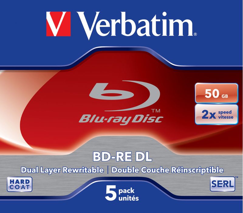 Verbatim-BD-RE-DL-50GB-2-x-5-Pack-Jewel-Case-5-pz