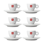 Set 6 tazzine caffe' illy in porcellana con piattino