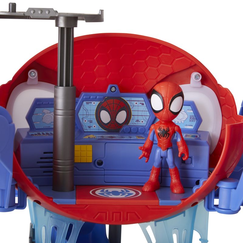 Marvel-Spidey-e-i-Suoi-Fantastici-Amici---Webquarters-playset-con-luci-e-suoni-include-un-personaggio-e-un-veicolo