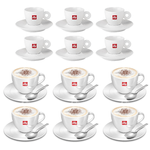 6 tazzine caffe' illy in porcellana e 6 tazze illy cappuccino con piattino