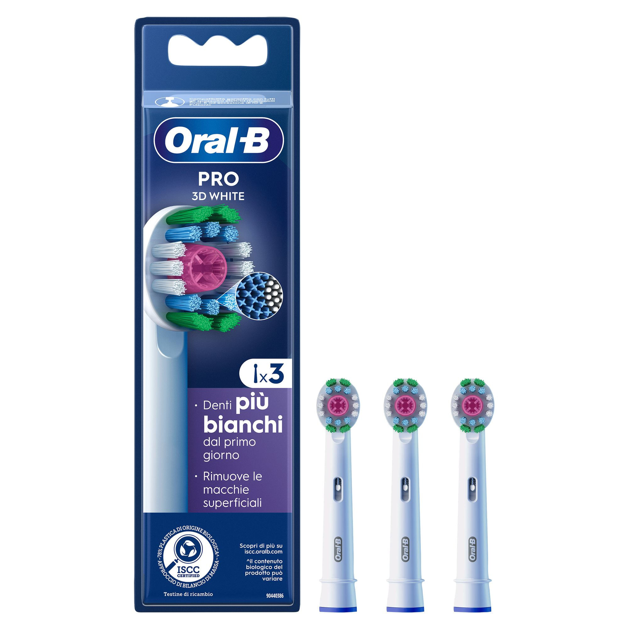 Braun Oral-B Testine Di Ricambio Pro 3D White, 3 Testine