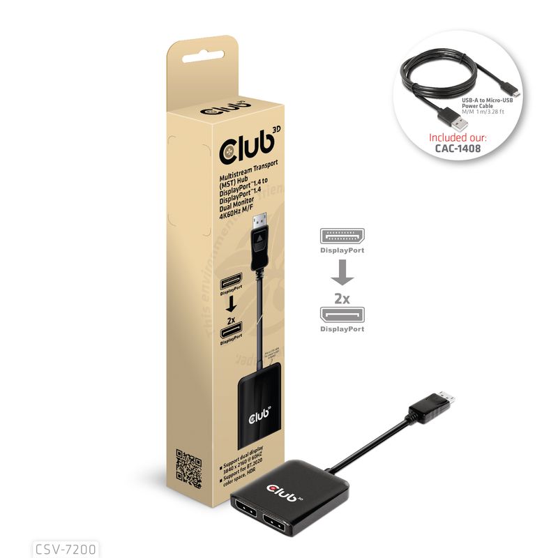 a€¢-Eingang--DisplayPort-Stecker-a€¢-Ausgang--2x-DisplayPort-Buchse-a€¢-UnterstA¼tzt-Dual-Display-3840x2160-60HZ-a€¢-Unt