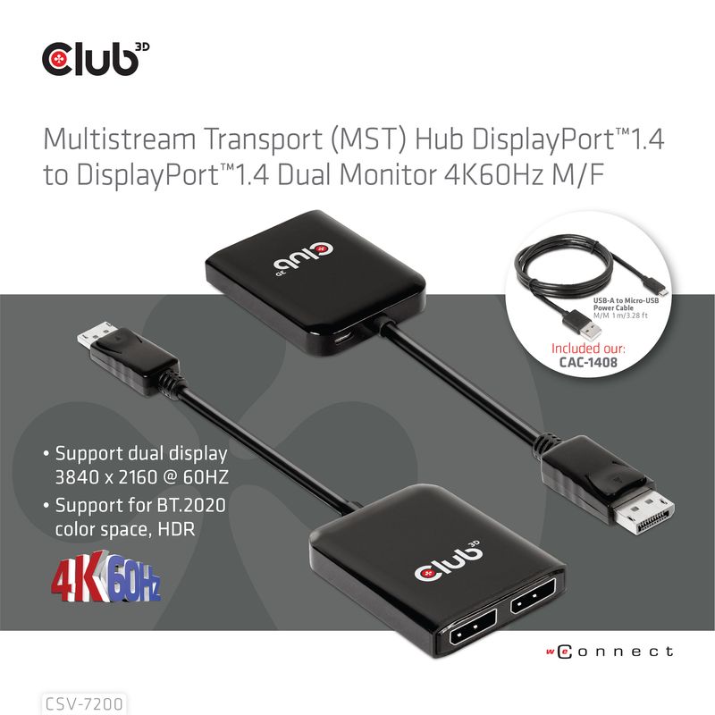 a€¢-Eingang--DisplayPort-Stecker-a€¢-Ausgang--2x-DisplayPort-Buchse-a€¢-UnterstA¼tzt-Dual-Display-3840x2160-60HZ-a€¢-Unt