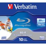 Verbatim BD-R SL 25GB 6x Printable 10 Pack Jewel Case BD-R 25GB 10pezzo(i)