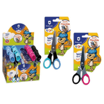 Espositore Bismark Soft Flex per bambini da 24 forbici per la scuola - Manici extra flessibili - Punta smussata - Acciai