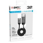 Emtec T750B unità flash USB 32 GB USB Type-A / Micro-USB 3.2 Gen 1 (3.1 Gen 1) Nero, Grigio