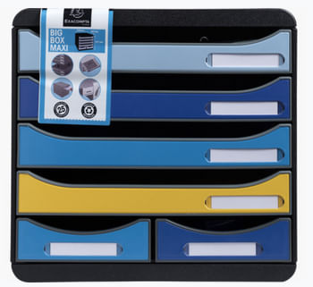 EXACOMPTA-Cassettiera-Big-Box-Maxi-Bee-Blue---6-cassetti-A4---nero-multicolore---Exacompta