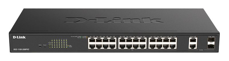 D-Link-DGS-1100-26MPV2-switch-di-rete-Gestito-L2-Gigabit-Ethernet--10-100-1000--Supporto-Power-over-Ethernet--PoE--Nero