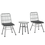 Outsunny Set Mobili da Giardino 3 Pezzi con Tavolino e Sedie in Rattan PE, Poilestere e Acciaio per Esterni, Grigio