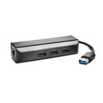 Kensington UA3000E Adattatore Ethernet e hub a 3 porte USB 3.0 - Nero