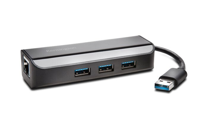 Kensington-UA3000E-Adattatore-Ethernet-e-hub-a-3-porte-USB-3.0---Nero