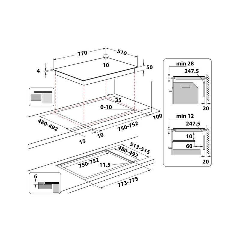 Whirlpool-WL-S2177-CPNE-Nero-Da-incasso-77-cm-Piano-cottura-a-induzione-4-Fornello-i-