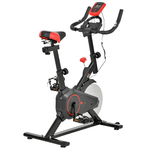 HOMCOM Cyclette per Allenamento Aerobico con Display LCD, Resistenza Regolabile, Voltano 6 kg, Nero e Rosso