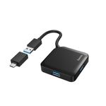 Hama-Hub-USB-3.0-da-tavolo-4-porte-cavo-integrato-con-adattatore-Type-Cnero